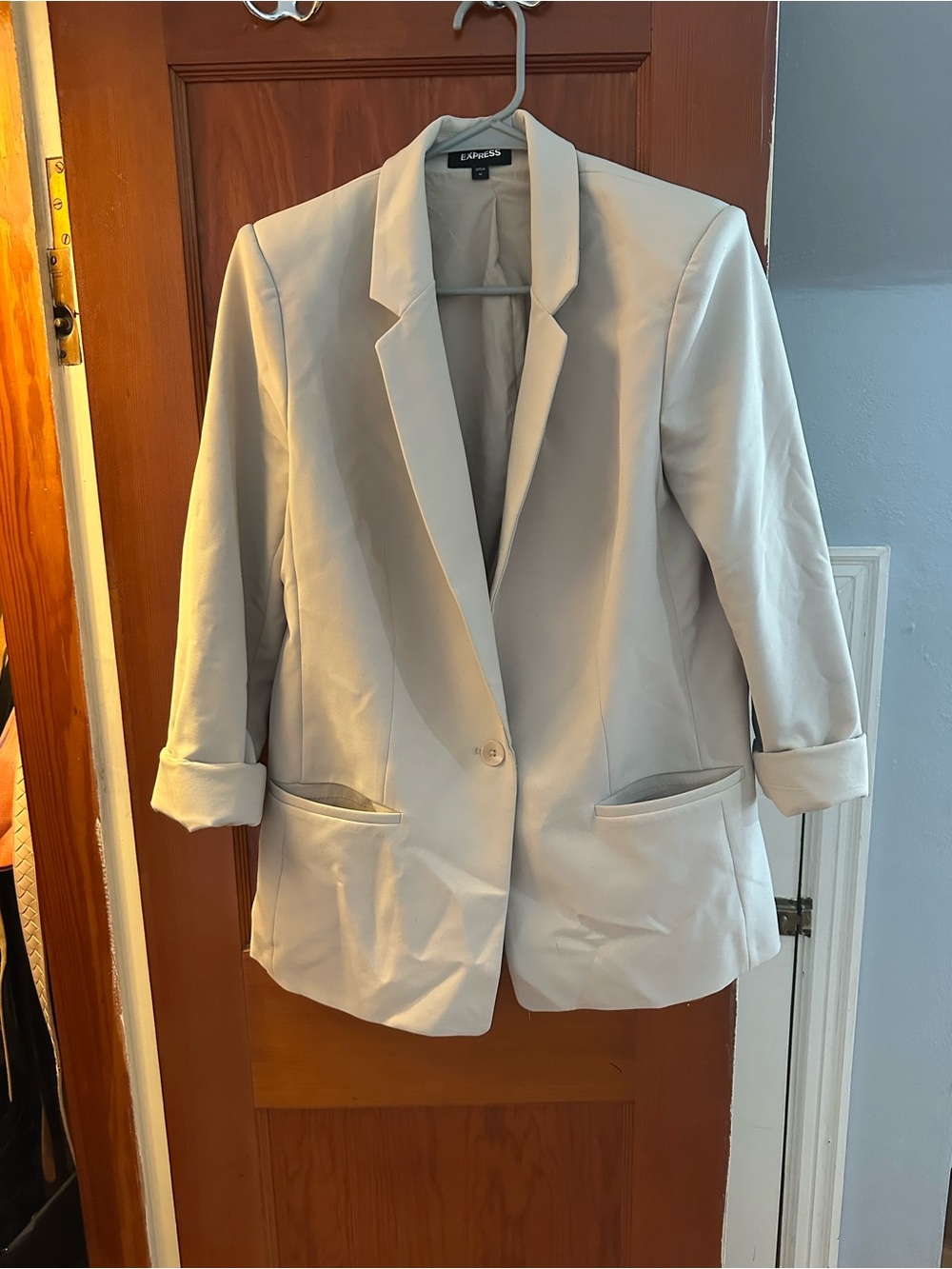 Express Women's Light Cream Single-Button Blazer